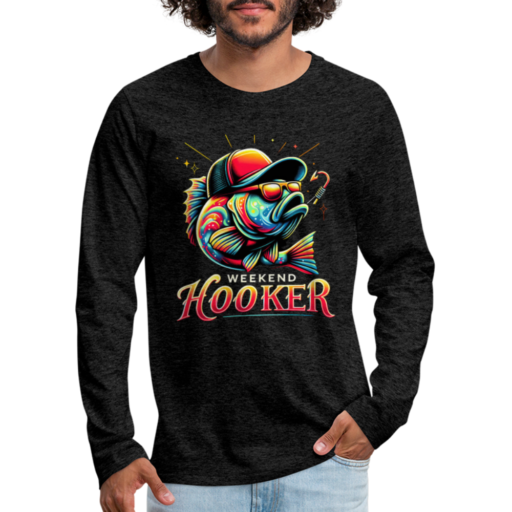 Weekend Hooker Fishing Men's Premium Long Sleeve T-Shirt - charcoal grey