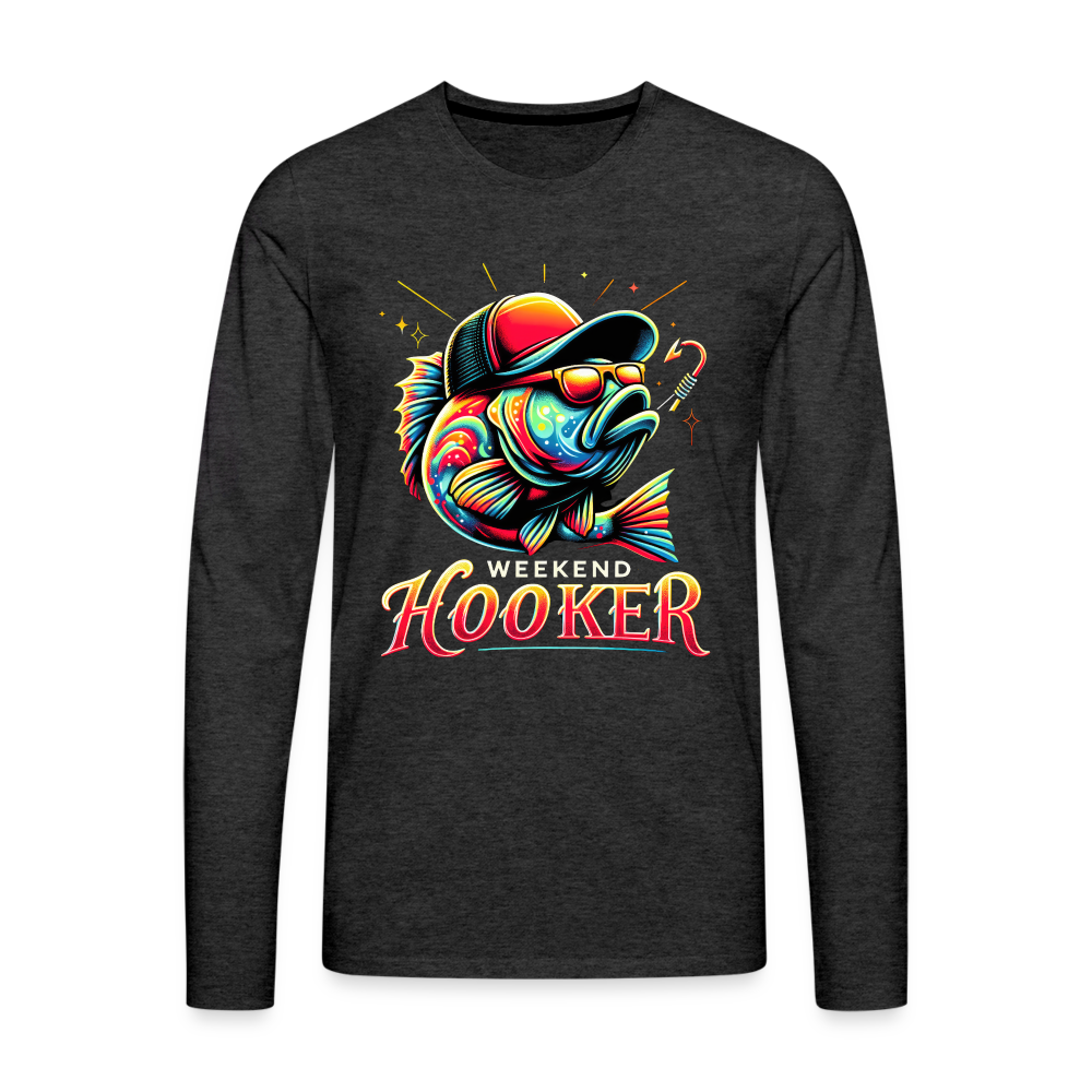 Weekend Hooker Fishing Men's Premium Long Sleeve T-Shirt - charcoal grey