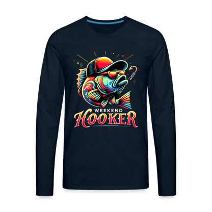 Weekend Hooker Fishing Men's Premium Long Sleeve T-Shirt - deep navy