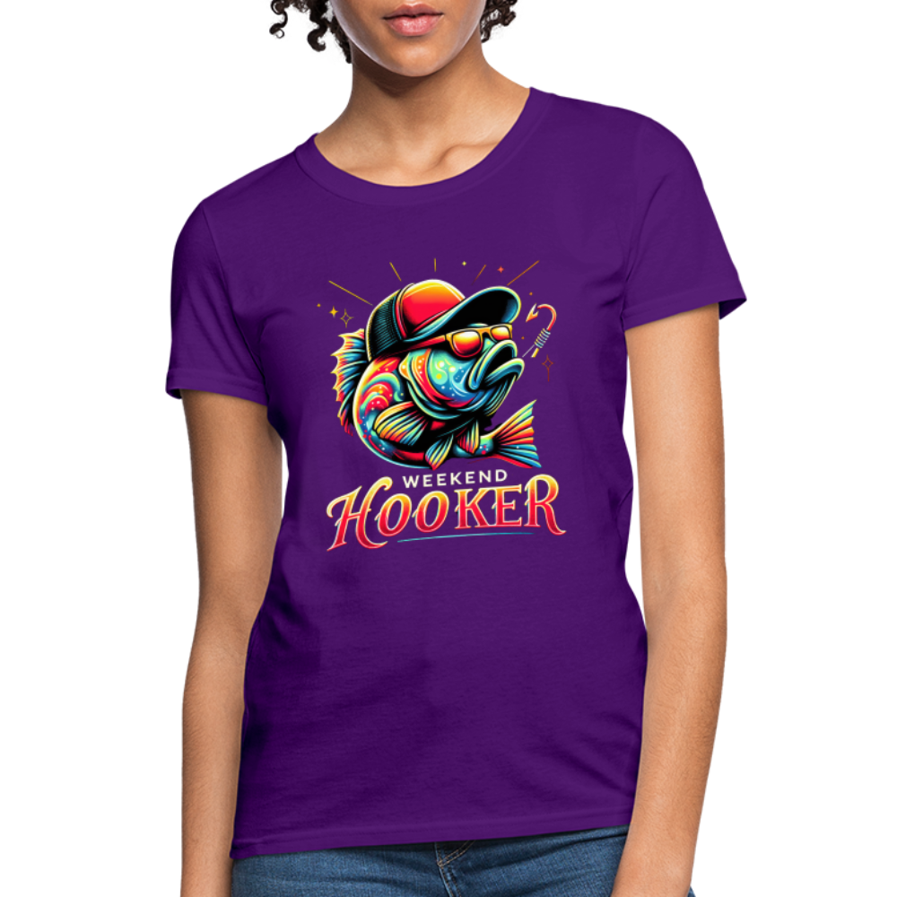 Weekend Hooker Fishing Women's Contoured T-Shirt - purple