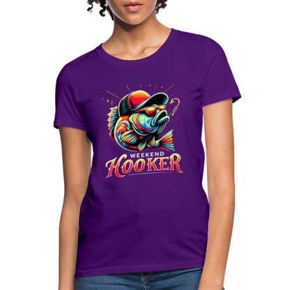 Weekend Hooker Fishing Women's Contoured T-Shirt - purple