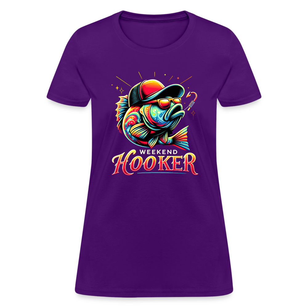 Weekend Hooker Fishing Women's Contoured T-Shirt - purple