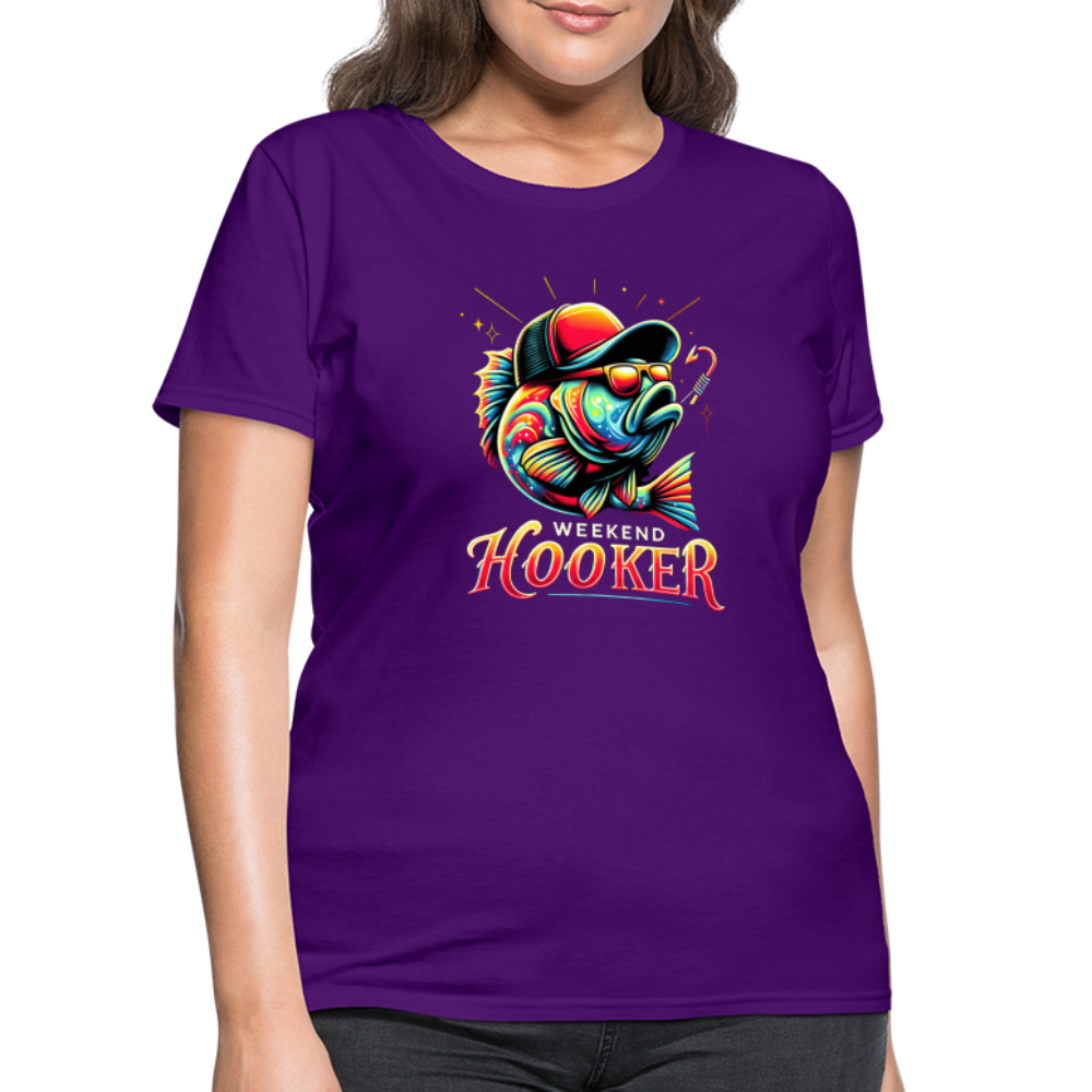 Weekend Hooker Fishing Women's Contoured T-Shirt - purple