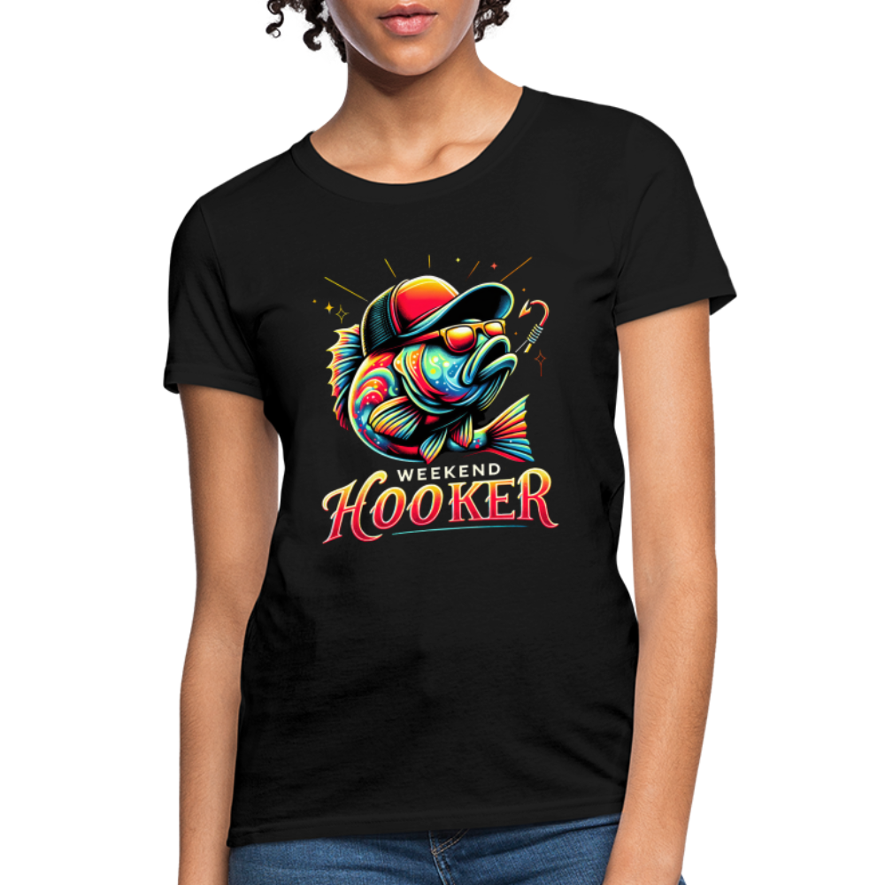 Weekend Hooker Fishing Women's Contoured T-Shirt - black