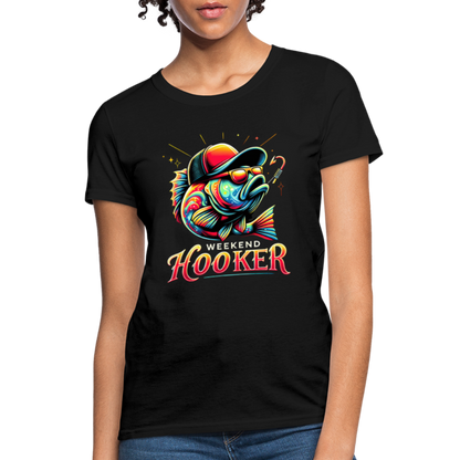 Weekend Hooker Fishing Women's Contoured T-Shirt - black