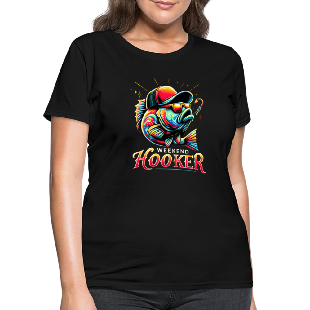 Weekend Hooker Fishing Women's Contoured T-Shirt - black