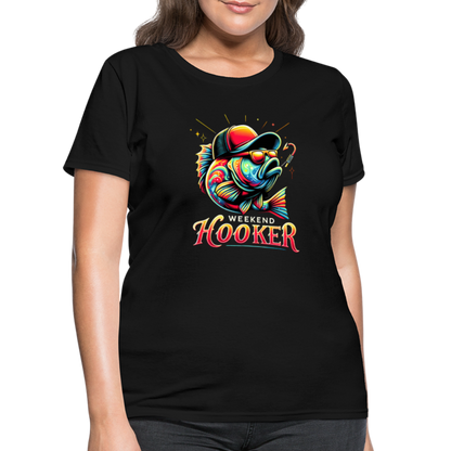 Weekend Hooker Fishing Women's Contoured T-Shirt - black