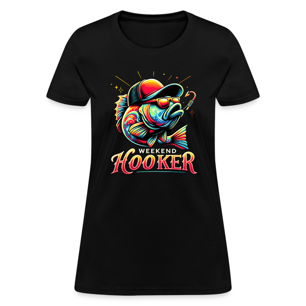 Weekend Hooker Fishing Women's Contoured T-Shirt - black