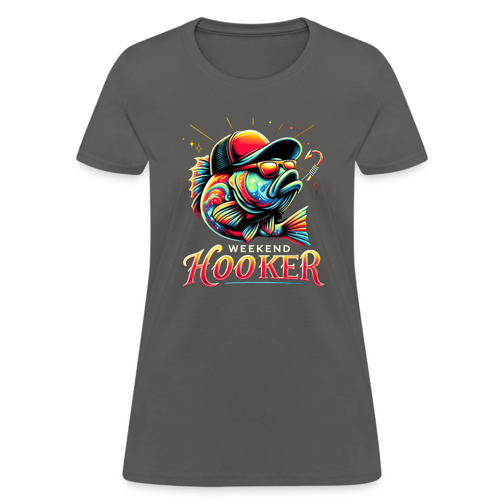 Weekend Hooker Fishing Women's Contoured T-Shirt - charcoal