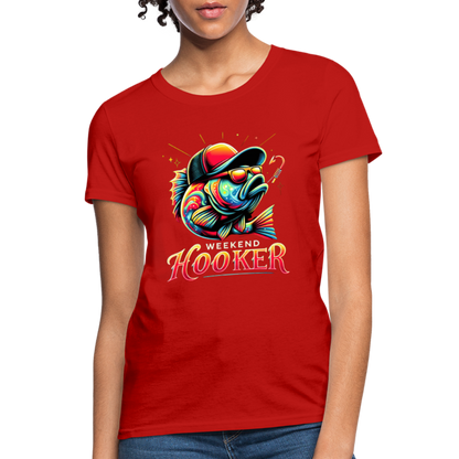 Weekend Hooker Fishing Women's Contoured T-Shirt - red