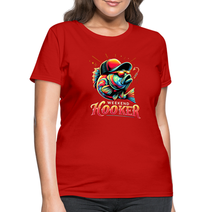 Weekend Hooker Fishing Women's Contoured T-Shirt - red