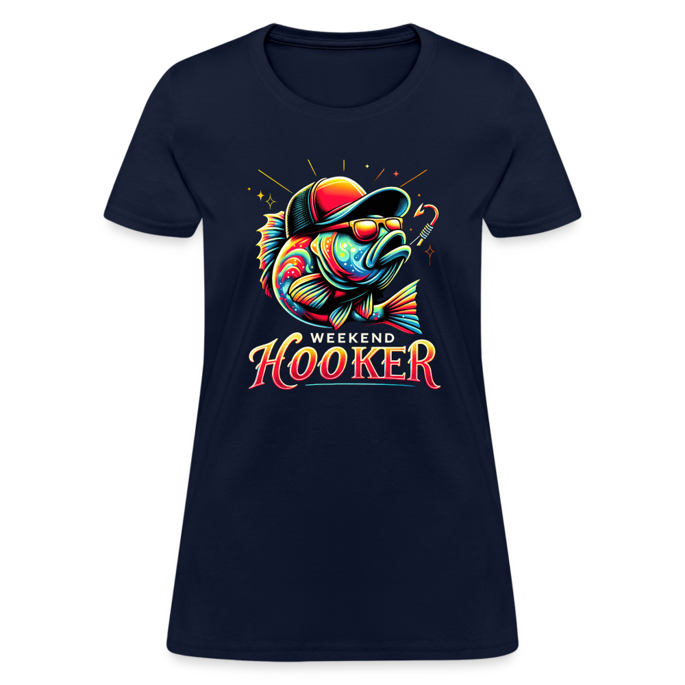 Weekend Hooker Fishing Women's Contoured T-Shirt - navy