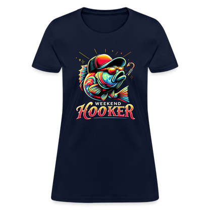 Weekend Hooker Fishing Women's Contoured T-Shirt - navy