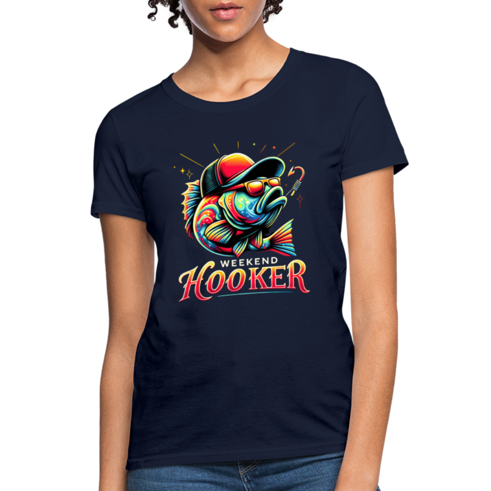 Weekend Hooker Fishing Women's Contoured T-Shirt - navy