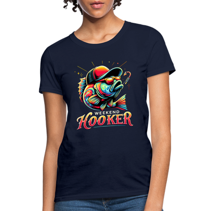 Weekend Hooker Fishing Women's Contoured T-Shirt - navy