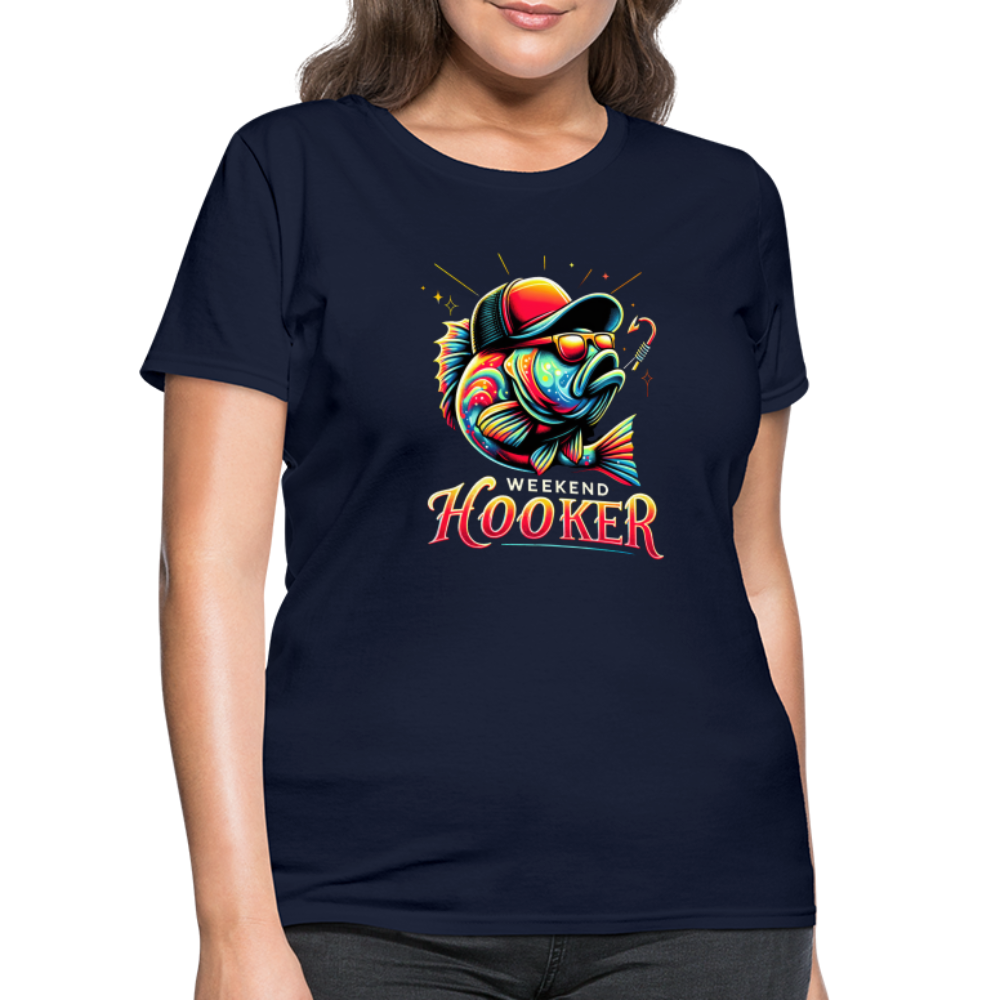 Weekend Hooker Fishing Women's Contoured T-Shirt - navy