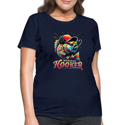 Weekend Hooker Fishing Women's Contoured T-Shirt - navy