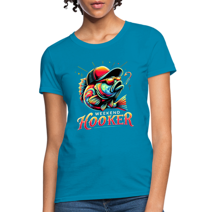 Weekend Hooker Fishing Women's Contoured T-Shirt - turquoise