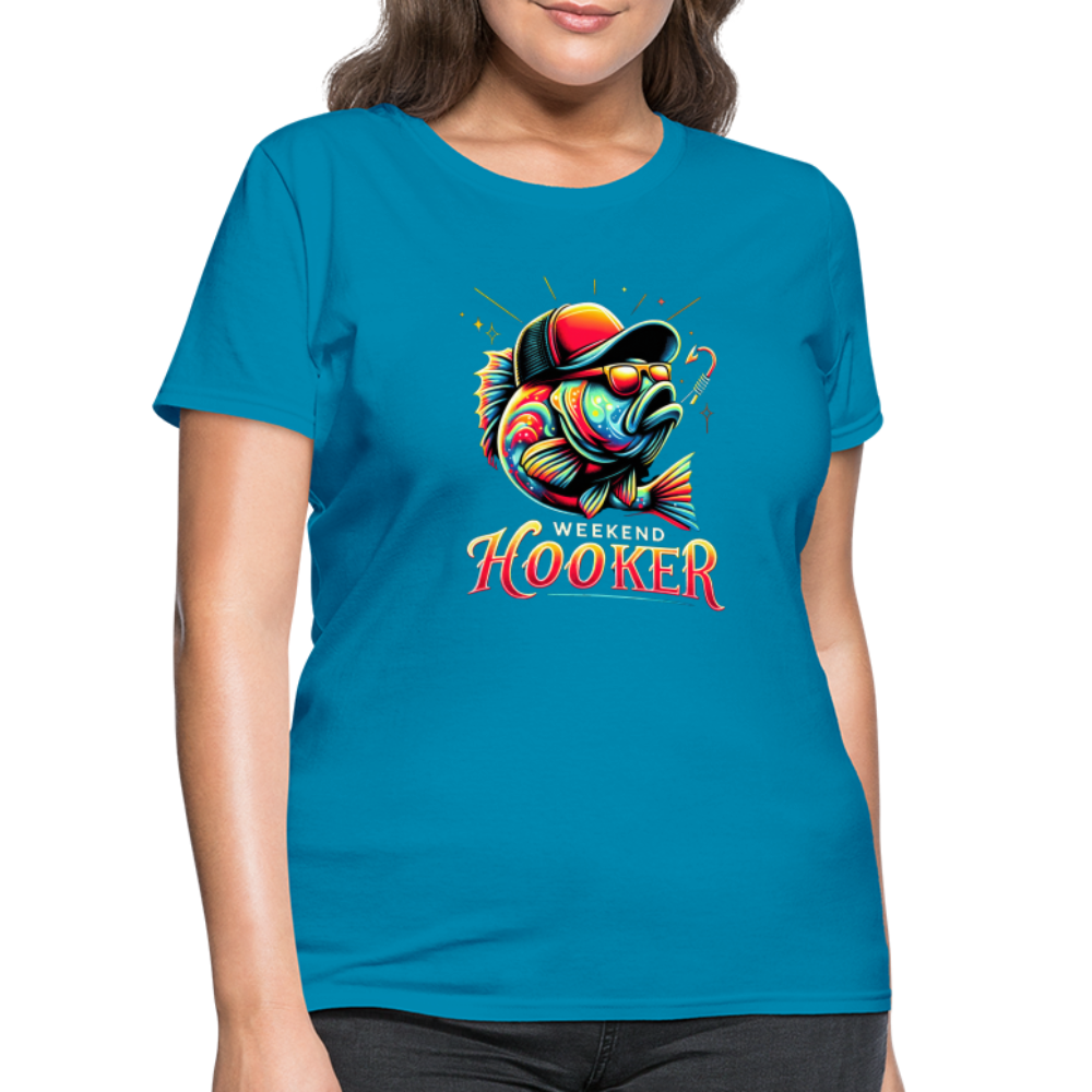 Weekend Hooker Fishing Women's Contoured T-Shirt - turquoise