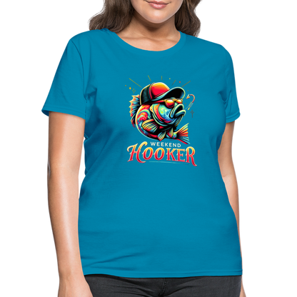 Weekend Hooker Fishing Women's Contoured T-Shirt - turquoise