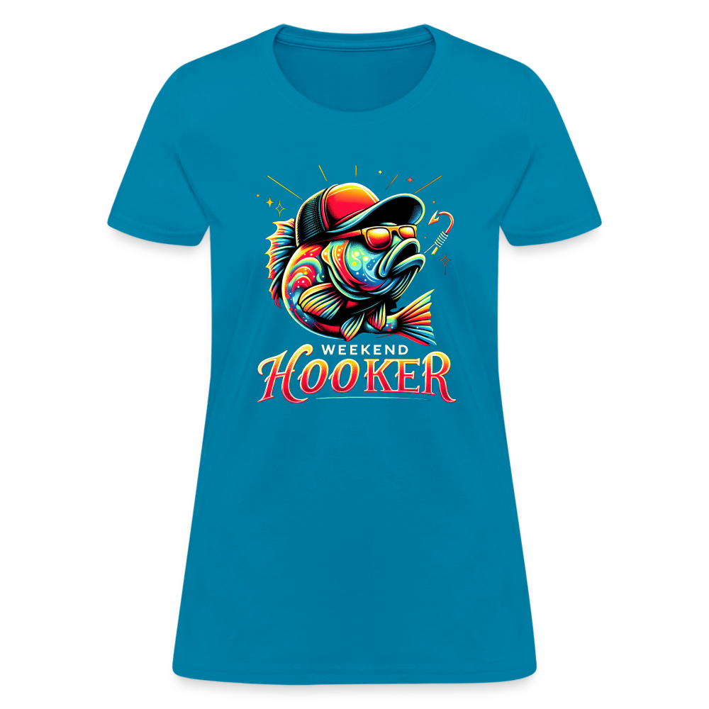 Weekend Hooker Fishing Women's Contoured T-Shirt - turquoise