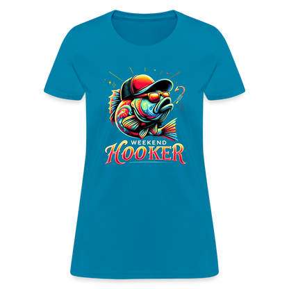 Weekend Hooker Fishing Women's Contoured T-Shirt - turquoise