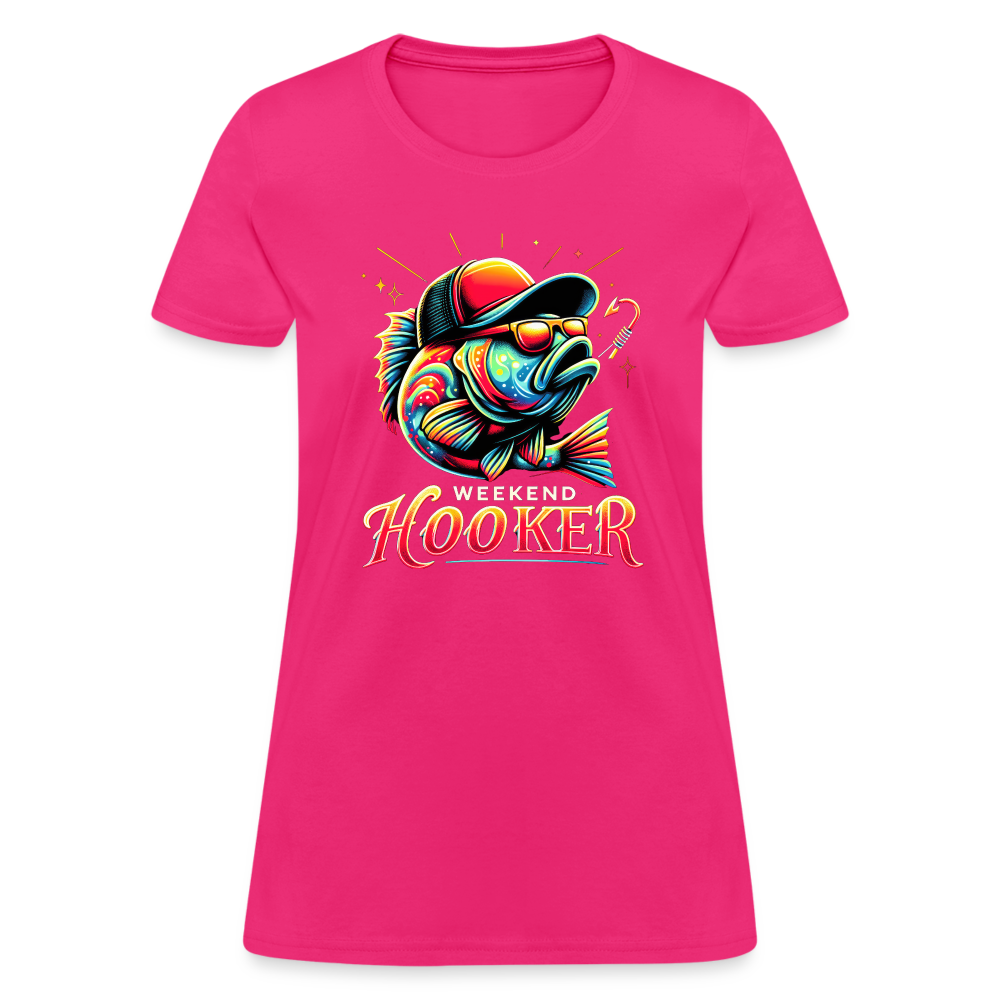 Weekend Hooker Fishing Women's Contoured T-Shirt - fuchsia