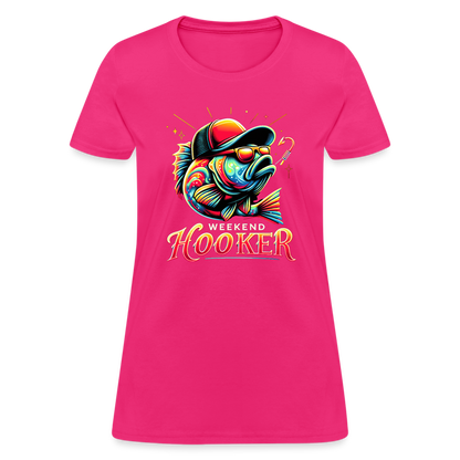 Weekend Hooker Fishing Women's Contoured T-Shirt - fuchsia