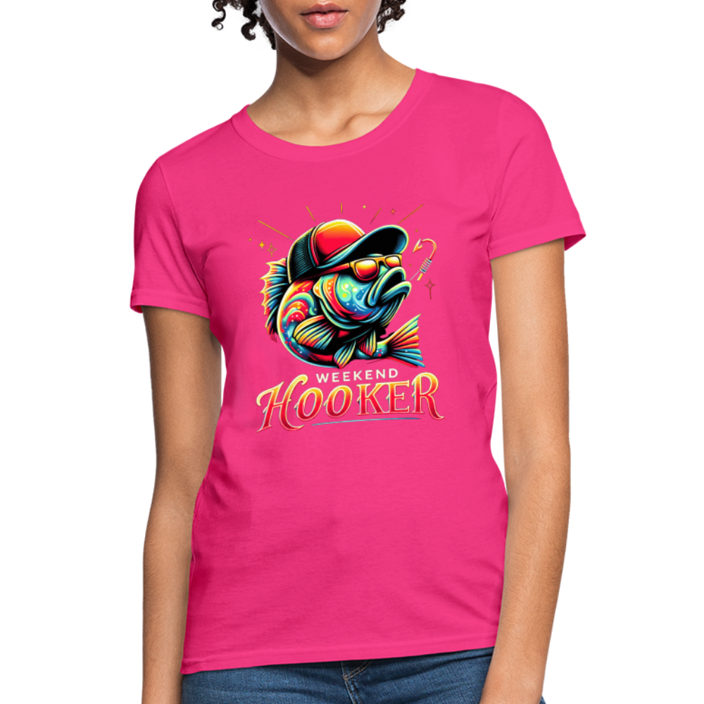 Weekend Hooker Fishing Women's Contoured T-Shirt - fuchsia