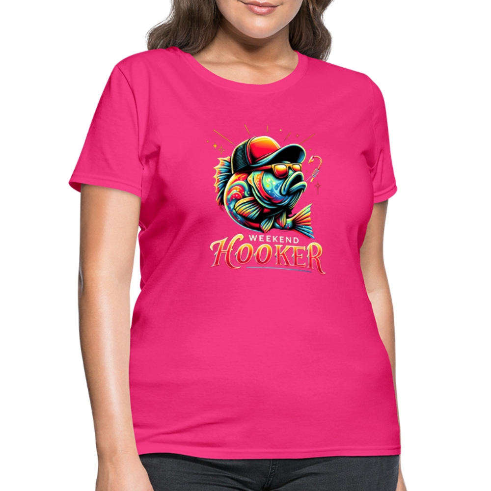 Weekend Hooker Fishing Women's Contoured T-Shirt - fuchsia