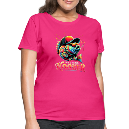 Weekend Hooker Fishing Women's Contoured T-Shirt - fuchsia