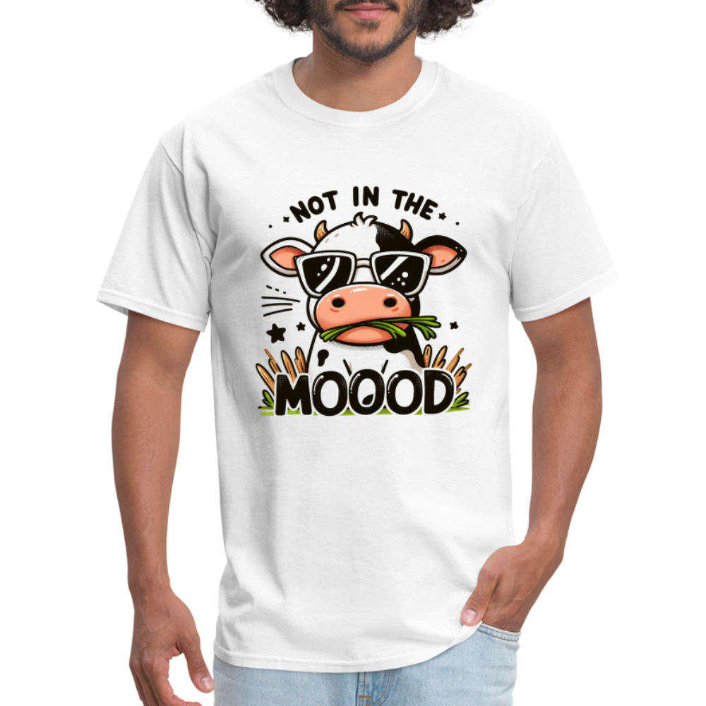 Not In The Mood T-Shirt (Funny Cute Cow Design) - white