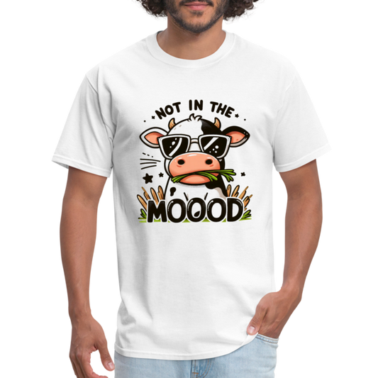Not In The Mood T-Shirt (Funny Cute Cow Design) - white