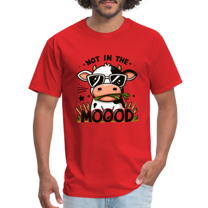 Not In The Mood T-Shirt (Funny Cute Cow Design) - red