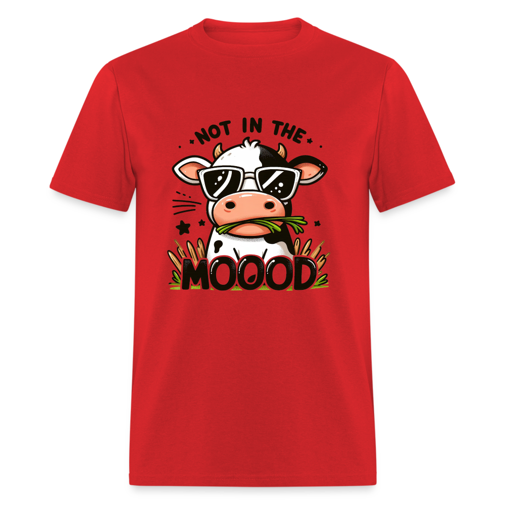 Not In The Mood T-Shirt (Funny Cute Cow Design) - red