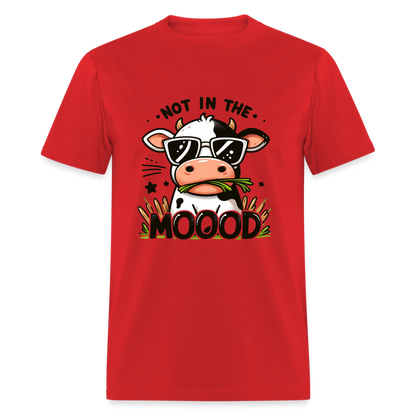 Not In The Mood T-Shirt (Funny Cute Cow Design) - red