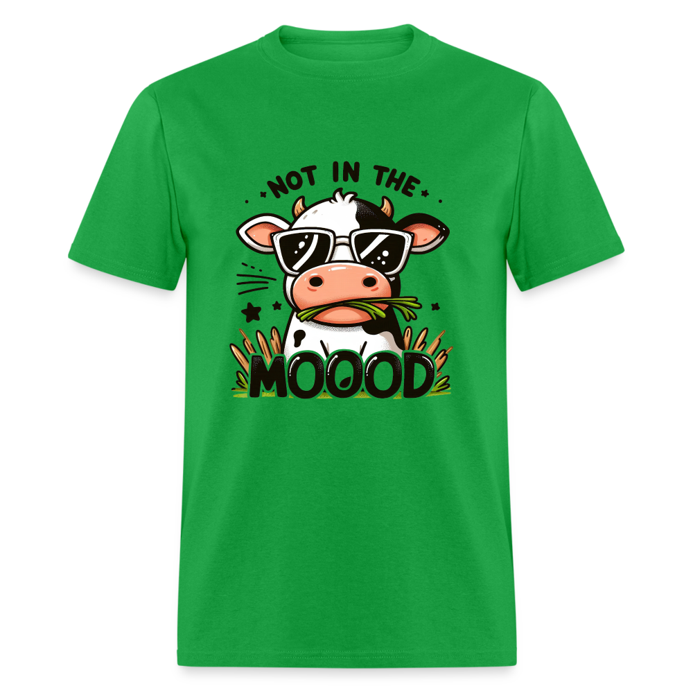 Not In The Mood T-Shirt (Funny Cute Cow Design) - bright green