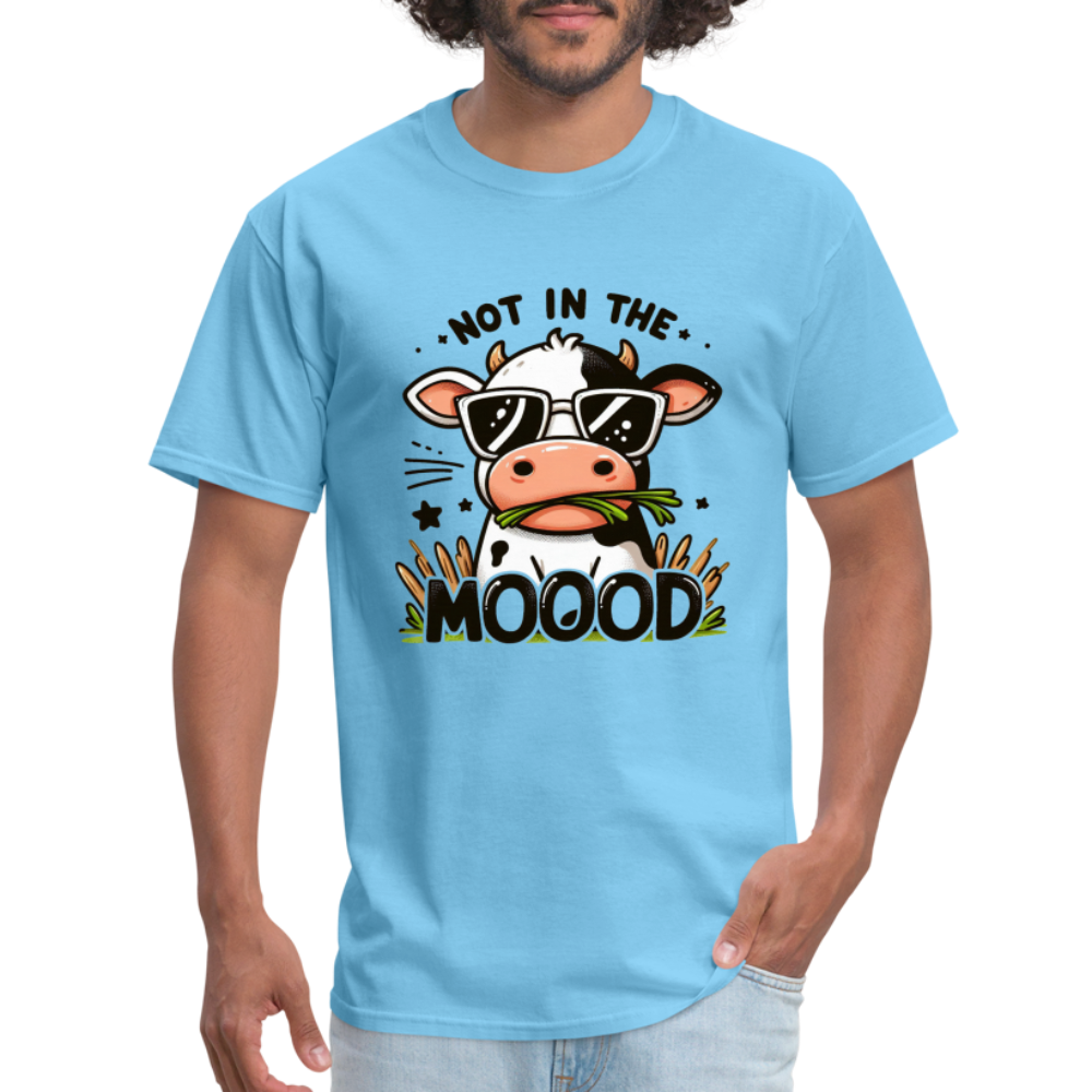 Not In The Mood T-Shirt (Funny Cute Cow Design) - aquatic blue