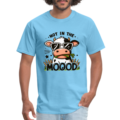 Not In The Mood T-Shirt (Funny Cute Cow Design) - aquatic blue