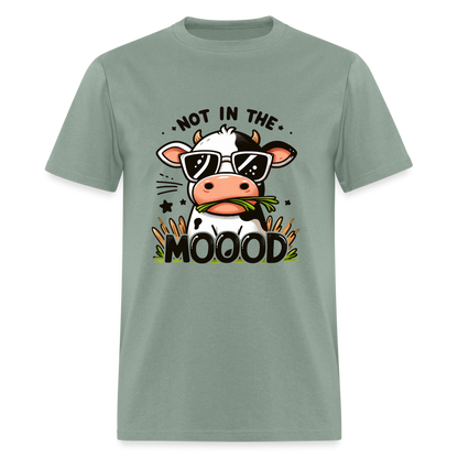 Not In The Mood T-Shirt (Funny Cute Cow Design) - sage