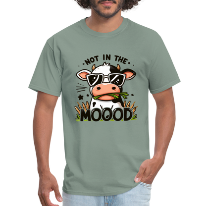 Not In The Mood T-Shirt (Funny Cute Cow Design) - sage