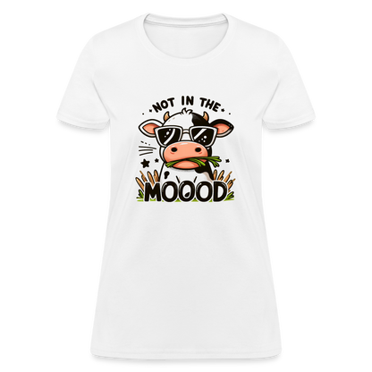 Not In The Mood Women's Contoured T-Shirt (Funny Cute Cow Design) - white