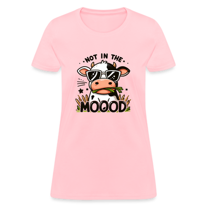 Not In The Mood Women's Contoured T-Shirt (Funny Cute Cow Design) - pink