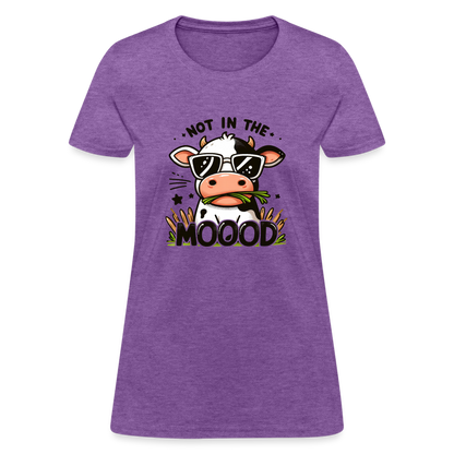 Not In The Mood Women's Contoured T-Shirt (Funny Cute Cow Design) - purple heather