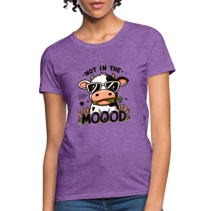 Not In The Mood Women's Contoured T-Shirt (Funny Cute Cow Design) - purple heather