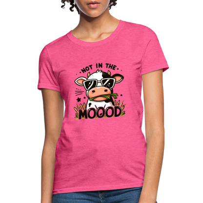 Not In The Mood Women's Contoured T-Shirt (Funny Cute Cow Design) - heather pink