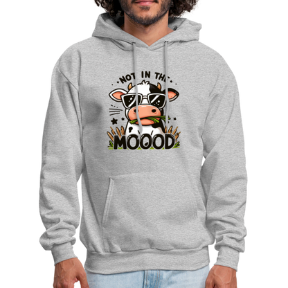 Not In The Mood Hoodie (Funny Cute Cow Design) - heather gray