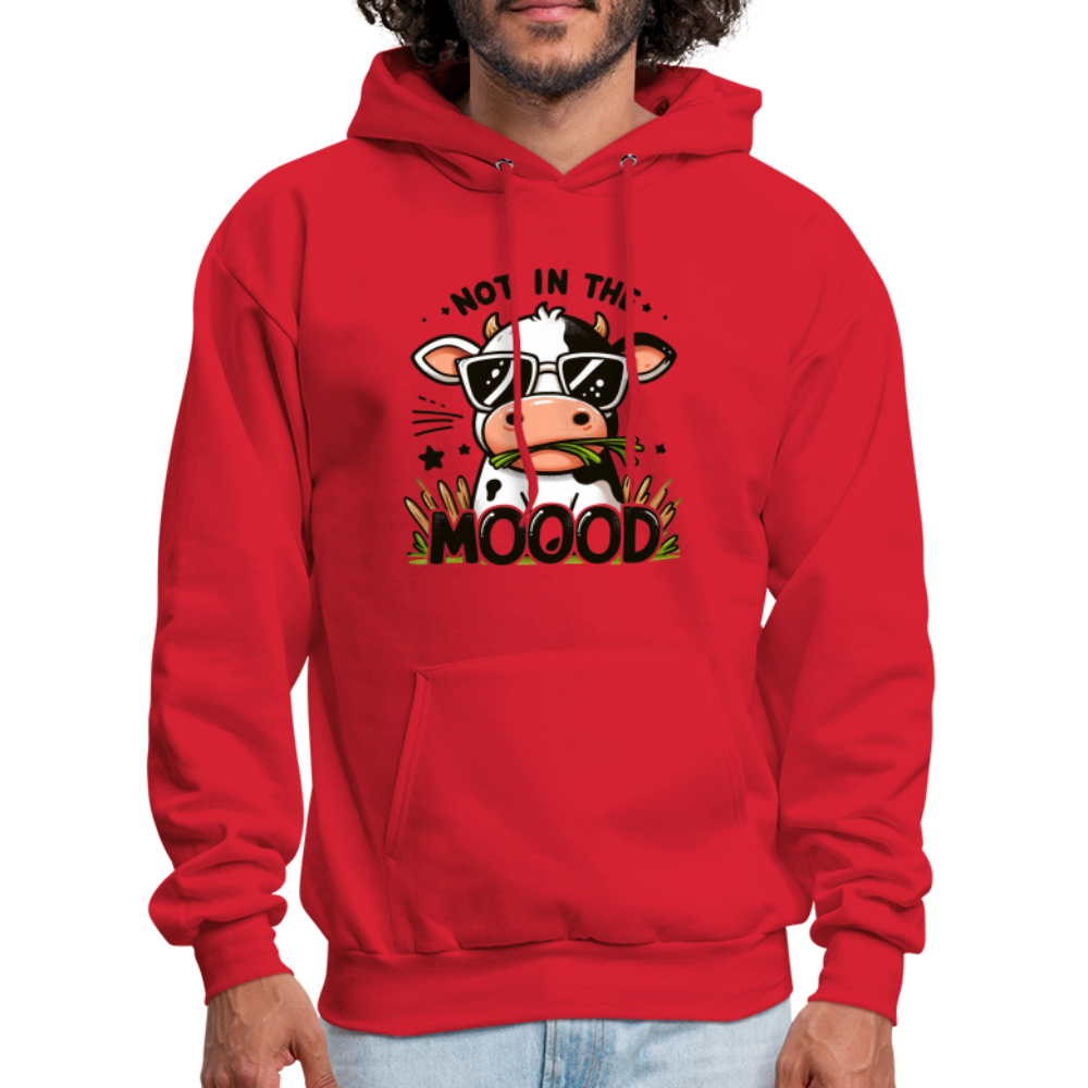 Not In The Mood Hoodie (Funny Cute Cow Design) - red