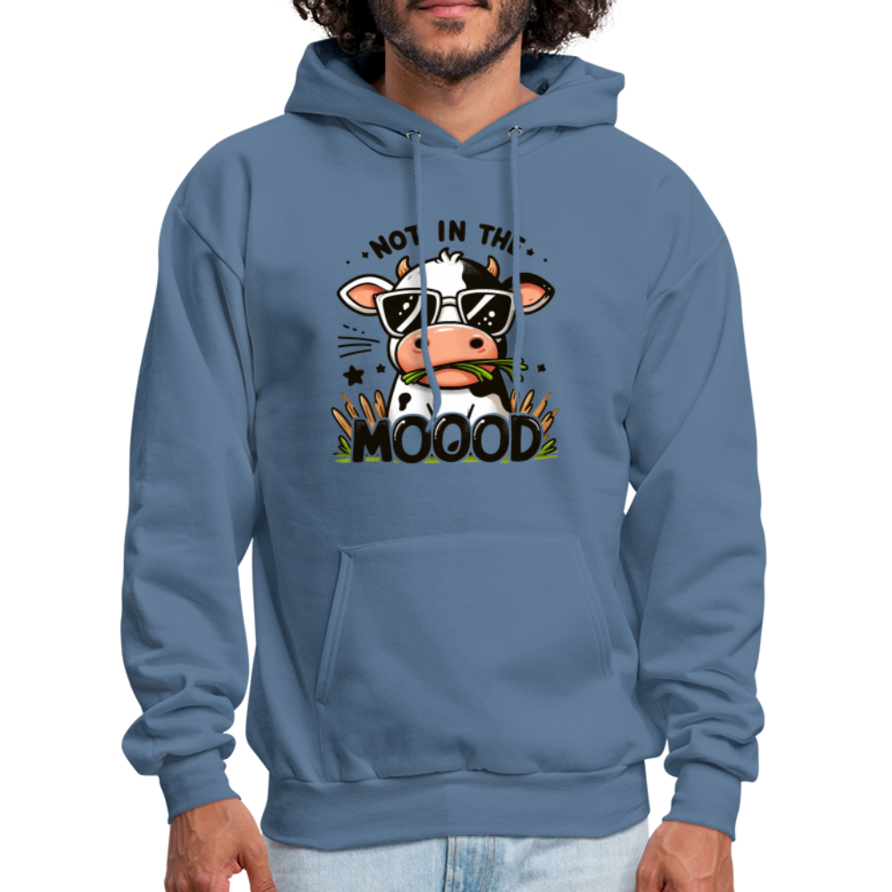 Not In The Mood Hoodie (Funny Cute Cow Design) - denim blue