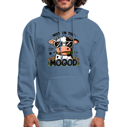 Not In The Mood Hoodie (Funny Cute Cow Design) - denim blue